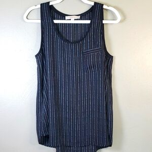 LOFT Navy and Lt Blue Patterned Flowy Tank Top. Medium